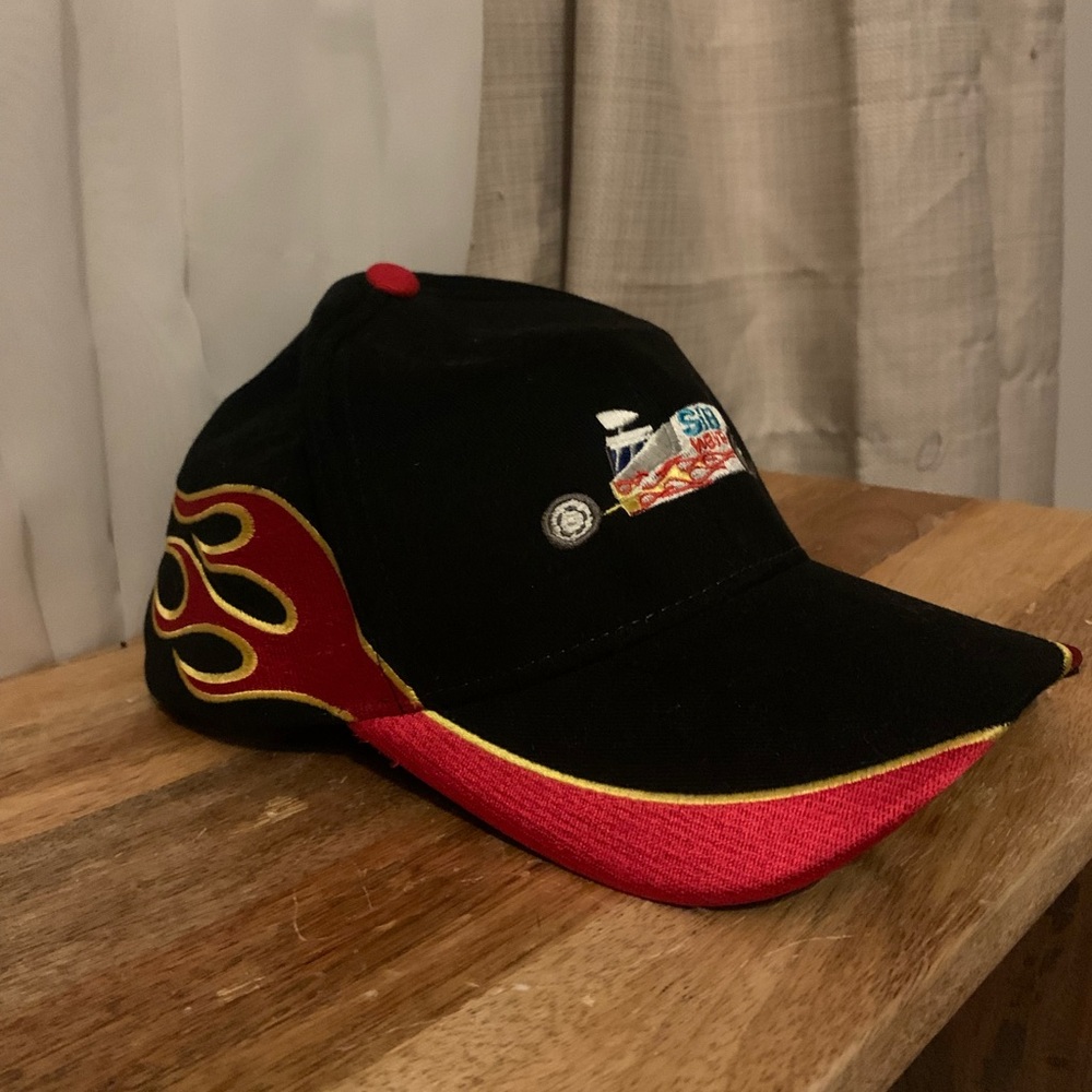 Black & Red Flame Baseball Cap with Embroidered Patch
